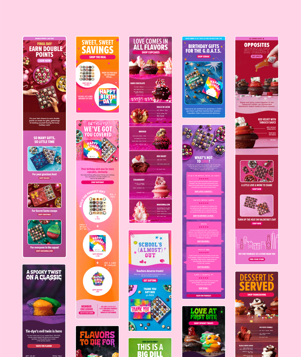 Newsletters I designed throughout my time at Baked by Melissa