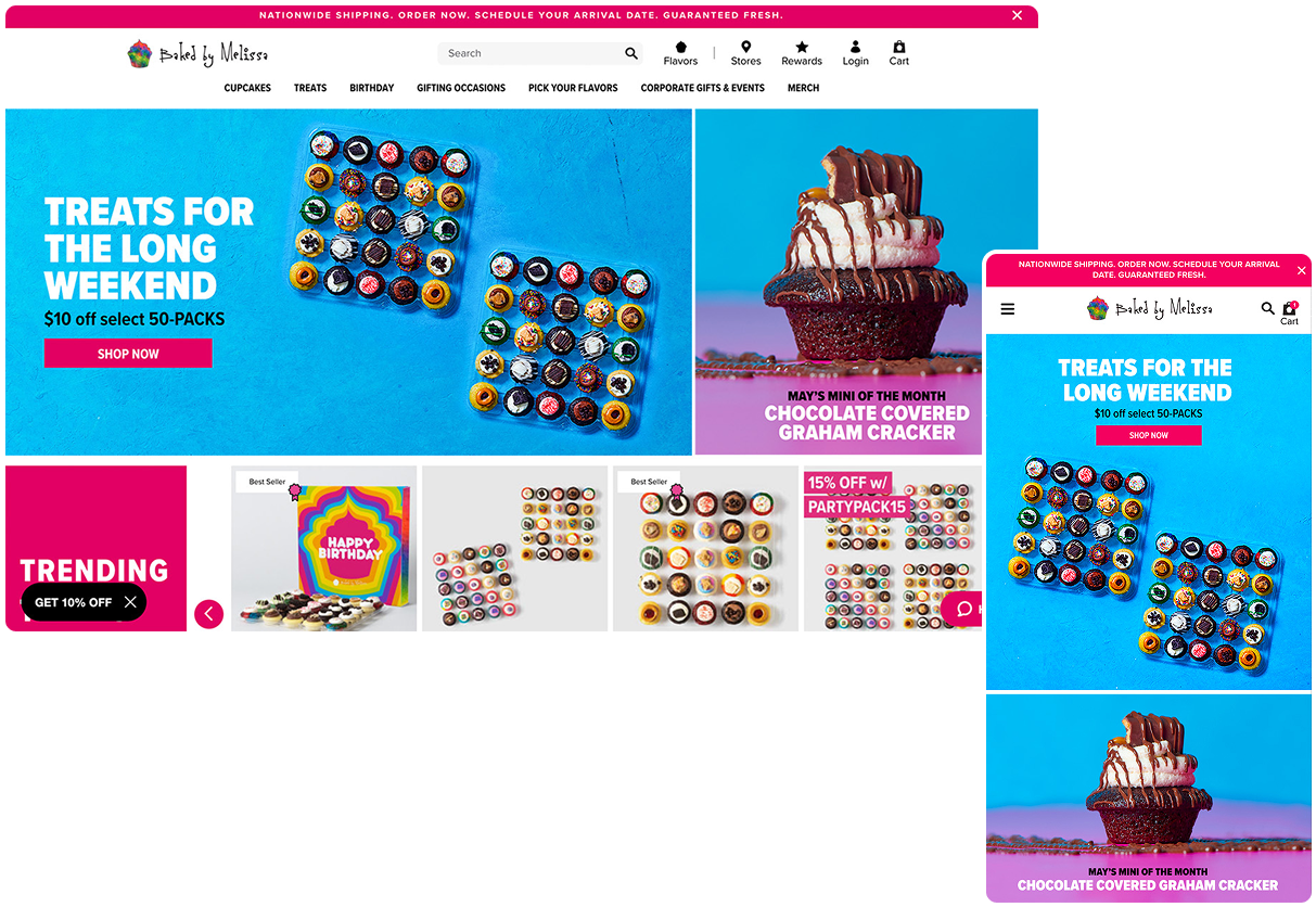 Standard webpage designed for Baked by Melissa