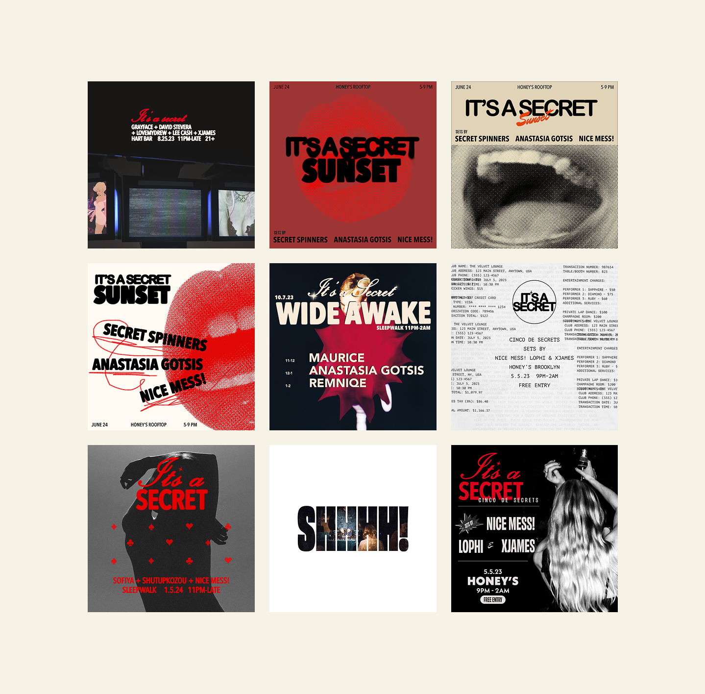 Social media flyers for It's a Secret