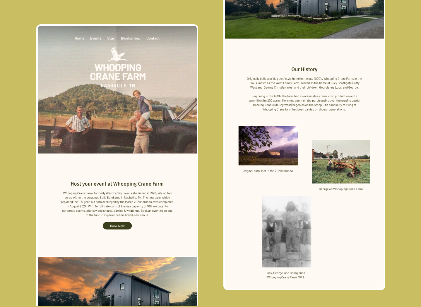 Primary, secondary, and icon logos for Whooping Crane Farm